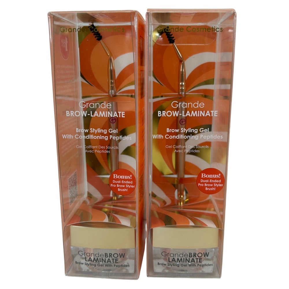Grande Cosmetics GrandeBROW-LAMINATE Brow Styling Gel Clear with Peptides 2 Pack